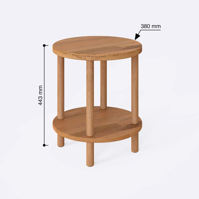 Lynn Solid Wood Small Round Coffee Table with Shelf – Compact & Stylish Storage Solution, 17.4'' H x 15'' L x 15'' W