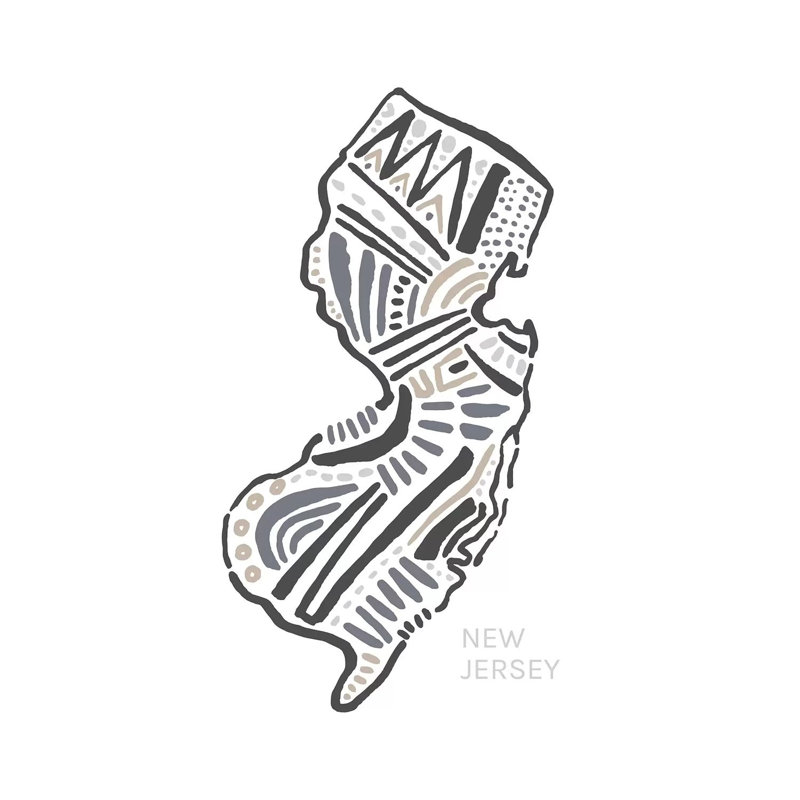 «New Jersey» par déclaration Goods - reproduction de dessin sur toile tendue, H 40 po x l 26 po x P 1,5 po