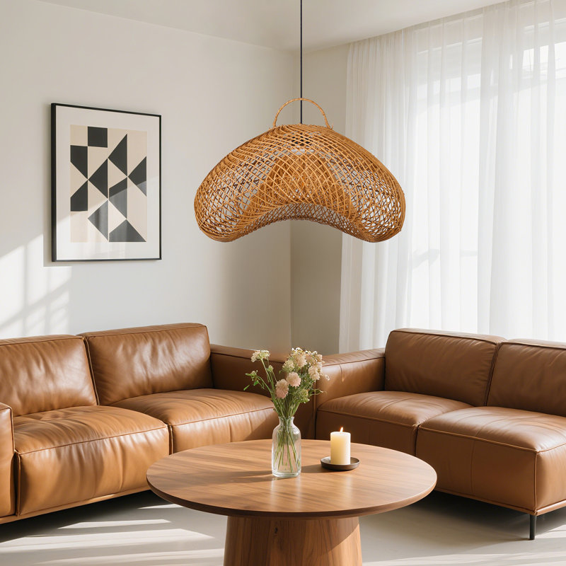 Luminaire suspendu 1 lumière Rattan, H 11,81 po x l 23,62 po x P 23,62 po