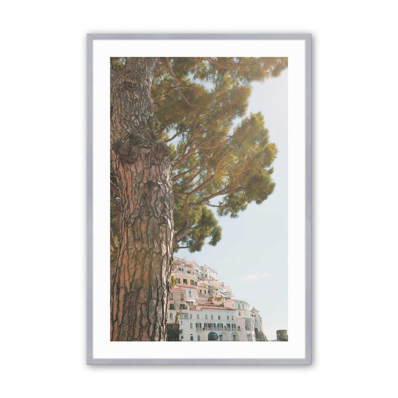 Imprimé Under the Pine, H 17,25 po x l 13,25 po x P 1,25 po, Cadre simple en chrome poli poli