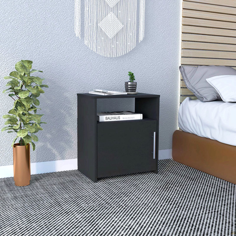 Table de chevet, armoire à une porte, poignée en métal, une tablette