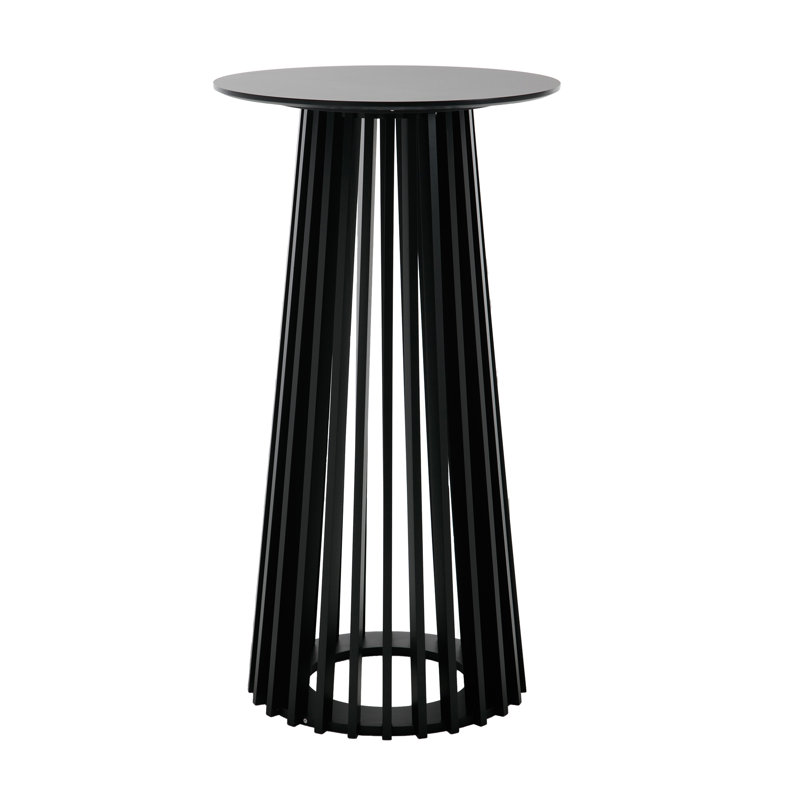 43.5’’ H Modern Round Bar Table, Solid Wood Base Bar Table For Dining Room, Noir
