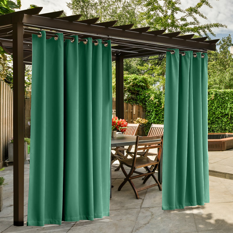 Outdoor Patio Curtains Waterproof - Darkening Thermal Insulated Curtains For Porch, Pergola, Cabana - Sunproof Blackout Drapes With Rust Proof Grommets, Set Of 2 Panels,Froest Green