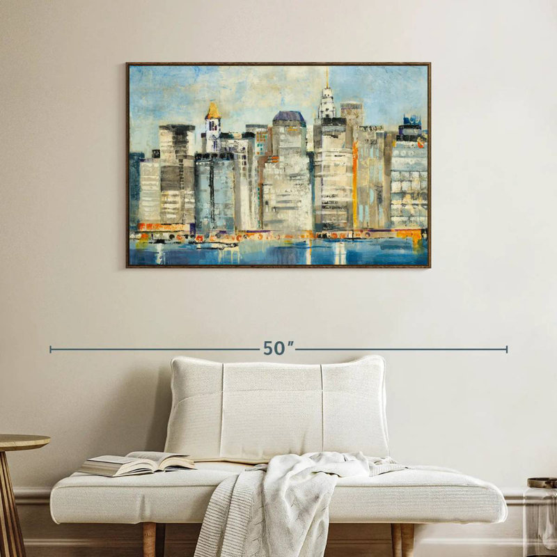 Horizon au bord de l'eau, Cadre flottant noyer, 40 po x 27 po