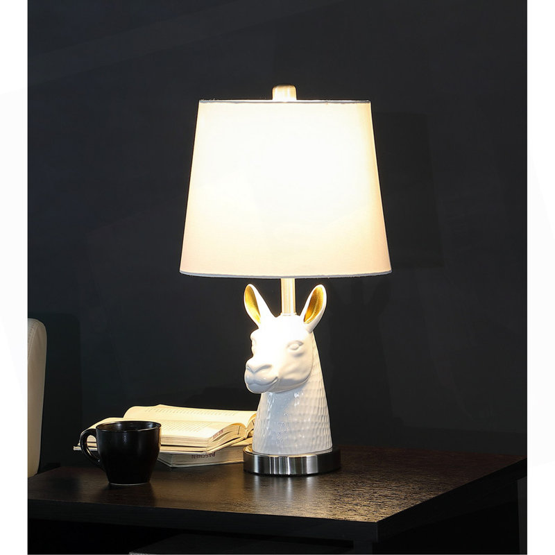 20.5" Patagonia White Llama Bust Resin Table Lamp