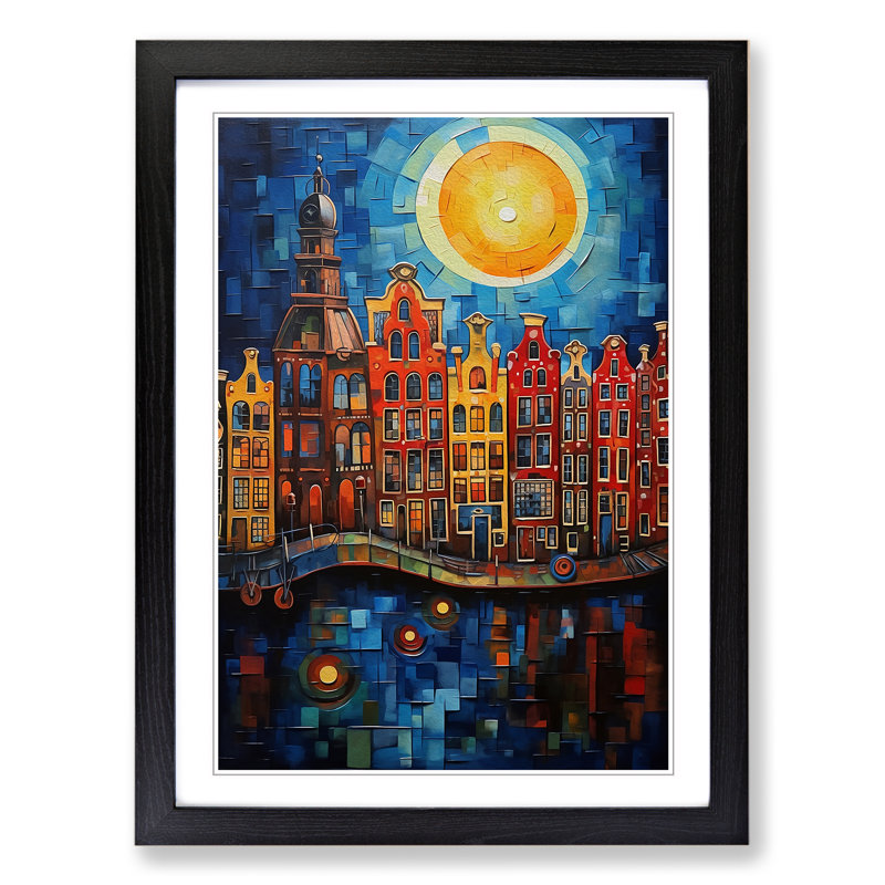 XYZ-FRM-V1223-1796 Amsterdam Expressionism No.2 - Single Picture Frame Print on Wood, Black, 46cm H x 34cm W x 2cm D