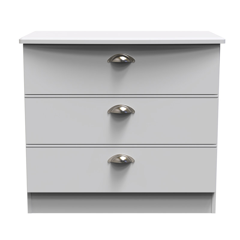 Fully Assembled Murier 3 Drawer Chest, Grey Matt/Grey Matt
