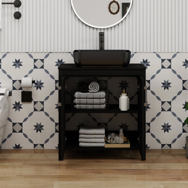 30" Free-Standing Modern Single Bathroom Vanity With Sink, Black