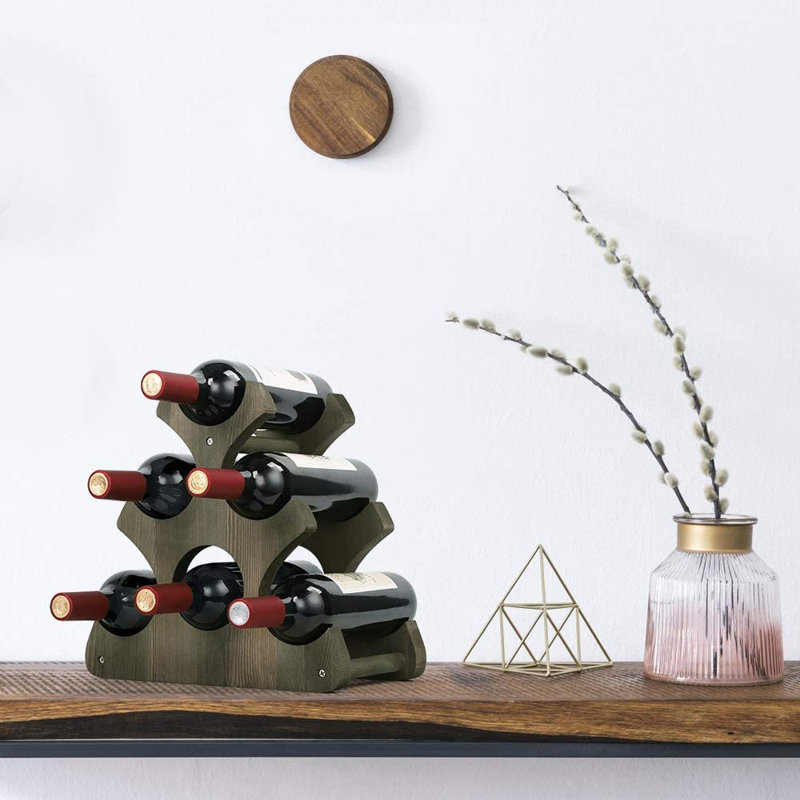 Amynicole 5 Bottle Tabletop Wine Bottle Rack, Olive Green
