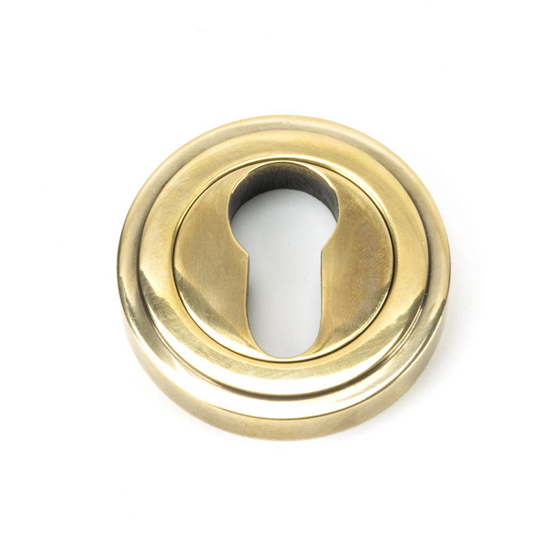 Euro Escutcheon Door Accessory, Aged Brass