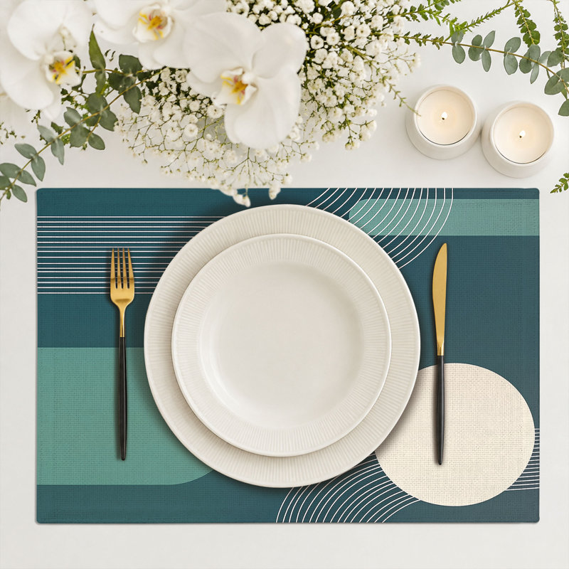 4-Piece Polyester Rectangle Dining Table Placemat