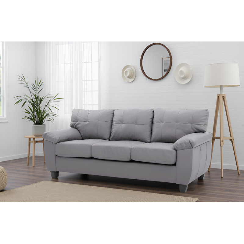 Rimouski Faux Leather Sofa, Gray