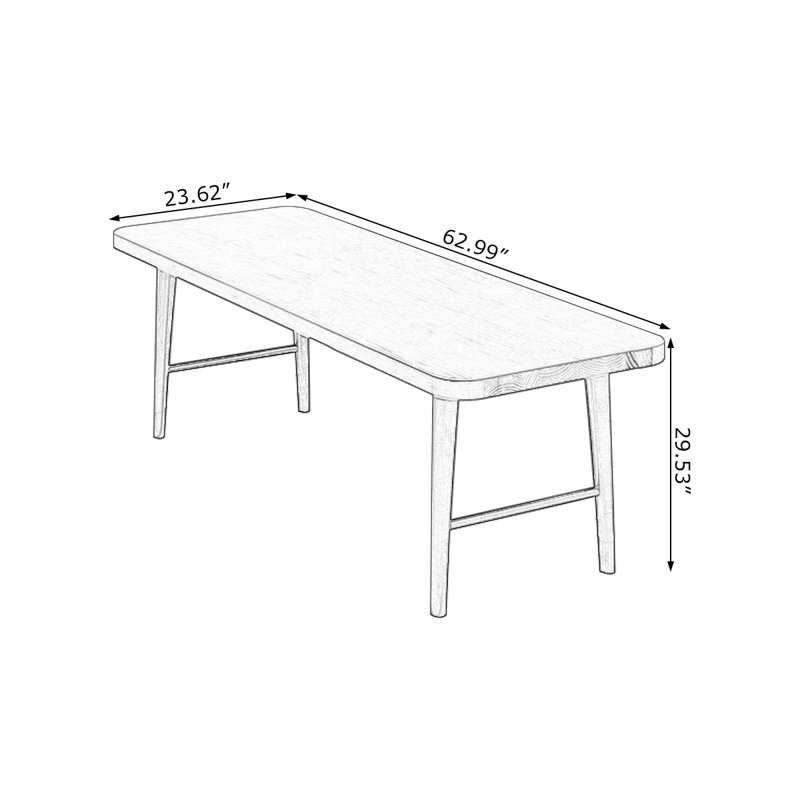 Bureau rectangulaire en bois massif noyer, H 29,53 po x l 62,99 po x P 23,62 po