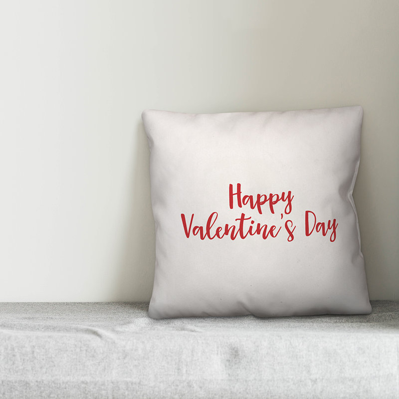  Coussin Happy Valentine's Day, Blanc / rouge, Housse de coussin