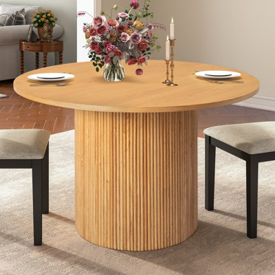 Charleily 47.2" Solid Wood Round Dining Table Traditional Modern Stylish