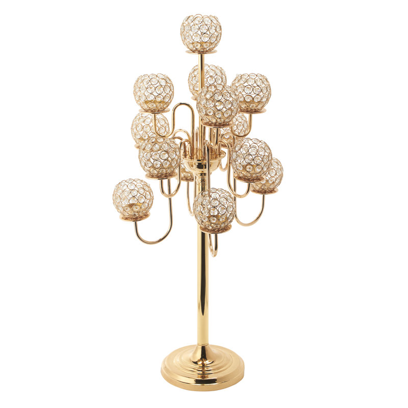 38'' H Crystal Floor Candelabra, Gold
