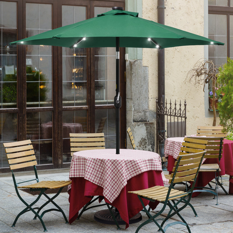 Parasol de marché éclairé 90 po Kanila, Vert foncé