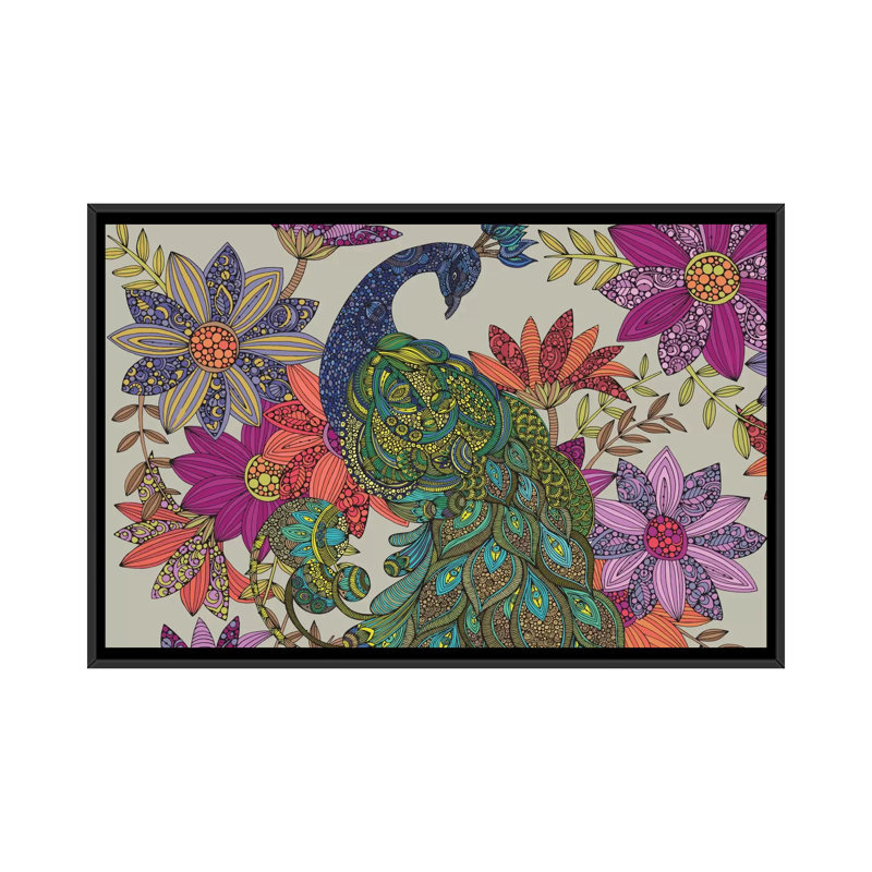 Reproduction d’art sur toile tendue « Peacock puzzle » par Valentina Harper, H 40 po x l 60 po x P 1,5 po, Cadre noir