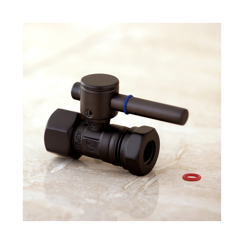 Kingston Brass Concord 1/2-Inch FIP x 1/2 or 7/16-Inch Slip Joint Quarter-Turn Straight Stop Valve, Oil Rubbed Bronze