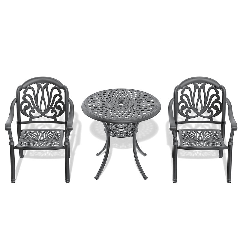Mobilier de patio en fonte d'aluminium avec coussins, 2
