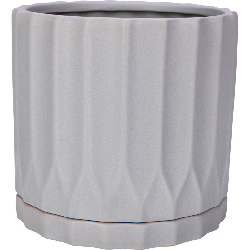 Rabot 6,5 po avec soucoupe - gris clair mat, Gris clair mat