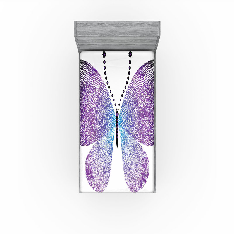 Ensemble de 2 draps-housse Ambesonne Butterfly Pointillist, Drap-housse de taille simple