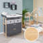 Berlin Unit Including Removable with Drawers and Fabric Boxes, Handles and Frame Made of Bamboo Wood - Anthracite Changing Table
