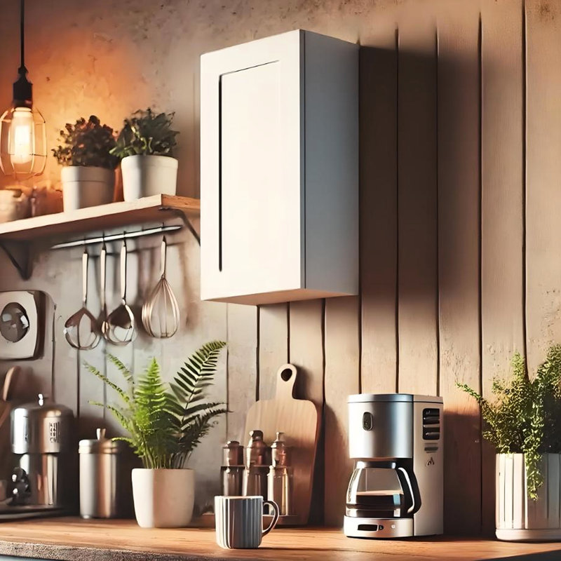 Armoire murale blanche en bois massif à une porte, 3 tablettes réglables, charnières à fermeture douce, assemblage facile, pour la cuisine, le bureau, 15 po de profondeur, 12 po de largeur, 42 po de hauteur, armoire en blanc