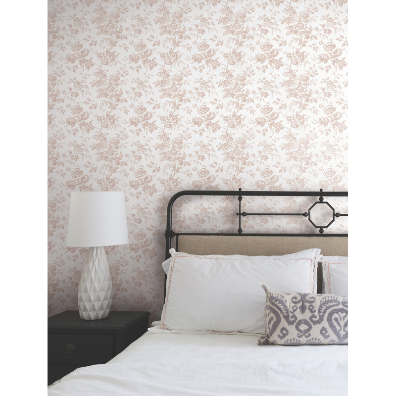 Anemone Toile Wallpaper Roll, Blush