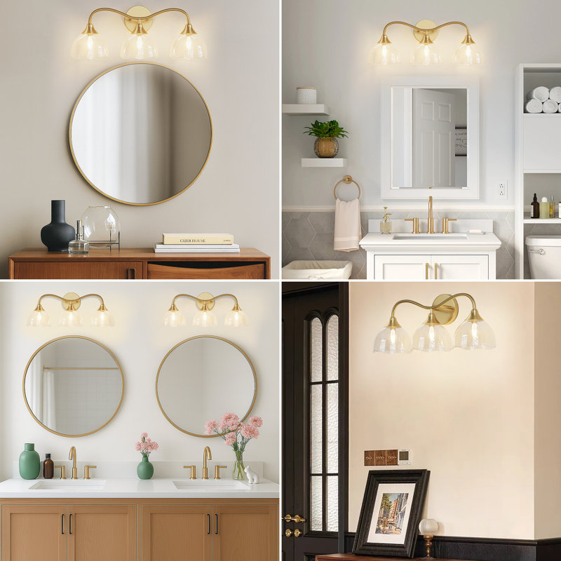 22.5''W Dimmable Black And Gold Etl With Petal Shape Glass Shade, Or poli