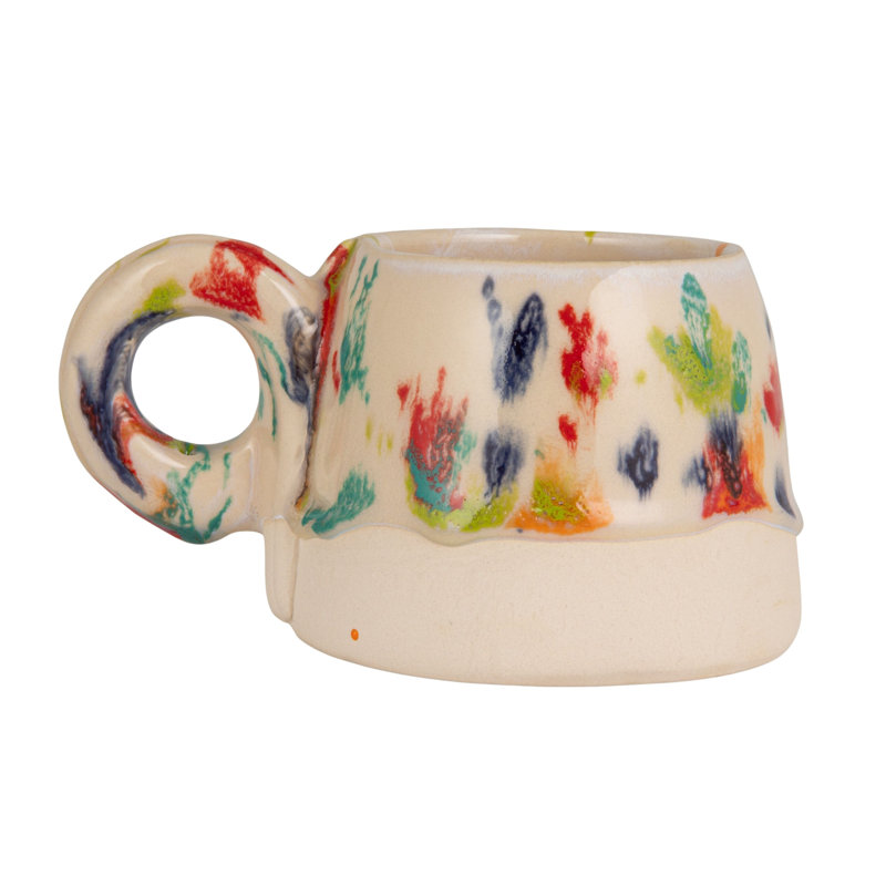 Handmade Stoneware Mug In Rolled Speckled Finish