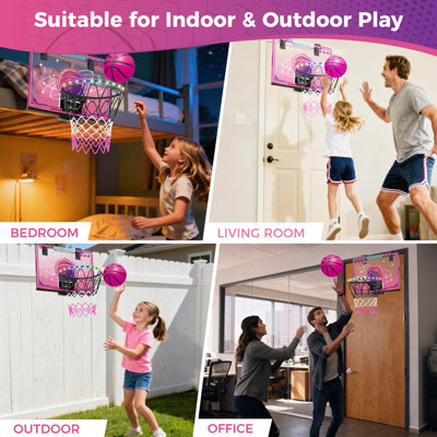 Panier de basketball interactif lumineux avec effets sonores - Jeu d'intérieur télécommandé pour enfants 5 à 12 ans