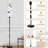  68.5" Standing Floor Lamp Abstract Blue White Wavy Stripes Watercolor Seamless Dimmable Metal Pole Lamp with Linen Lampshade LED Bulb Included