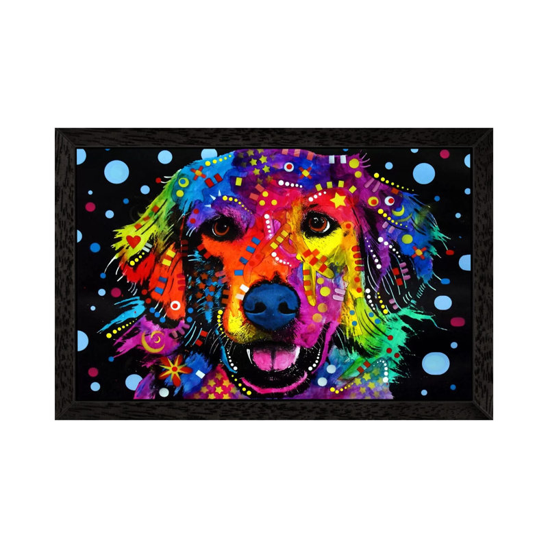 Golden Retriever by Dean Russo - Print on Canvas, 66.04 cm H x 45.72 cm W, Black Framed