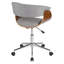 Chaise de bureau en bois de noyer et tissu gris clair