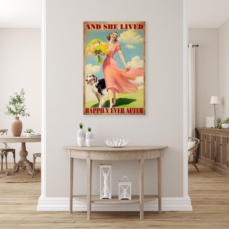 Impression sur toile Ridgecrest And She Lived Happily Ever After Woman with Dog, L 16 po x H 20 po x P 1,25 po