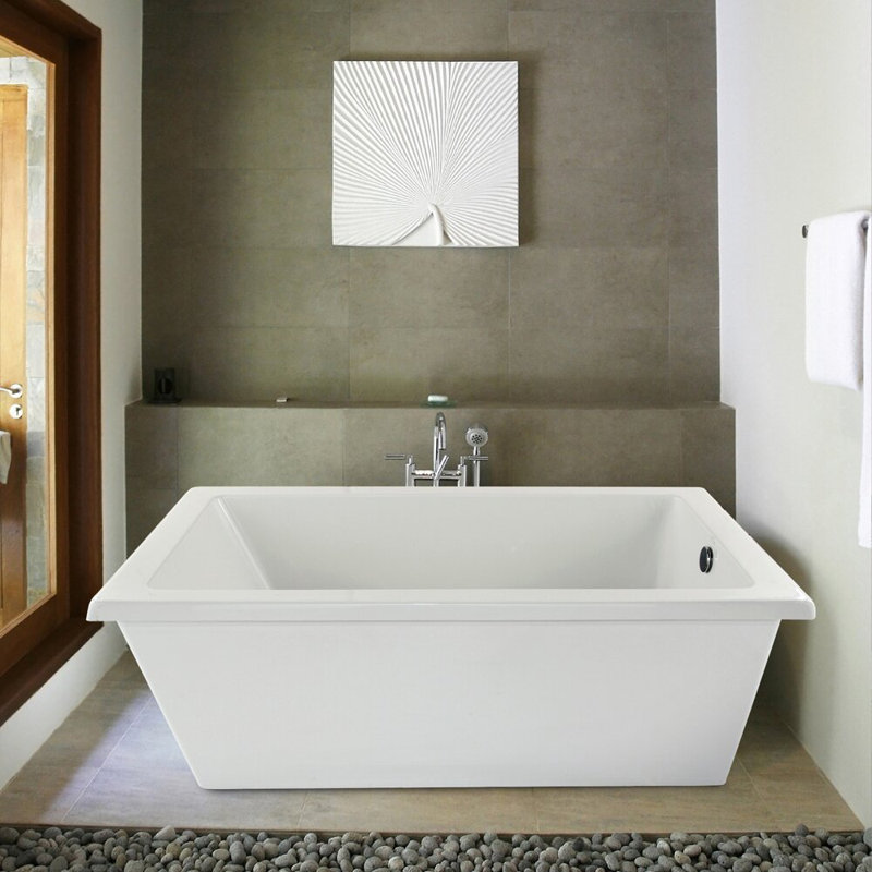 Lucy 66'' L Freestanding Soaking Bathtub, Matte Black