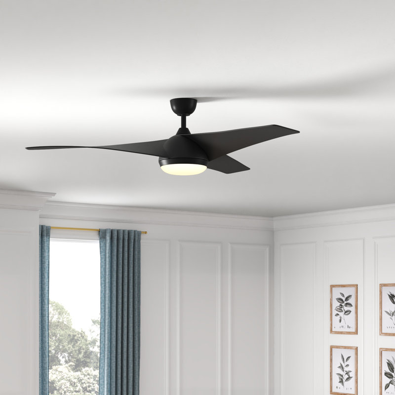 Huntingdon 52 in. Brushed Nickel and Matte White Indoor Rod Mount Contemporary Ceiling Fan with Matte White Blades, Dimmable Integrated LED Light Kit and Remote Control, 3 Speeds, White Frosted Glass Shade