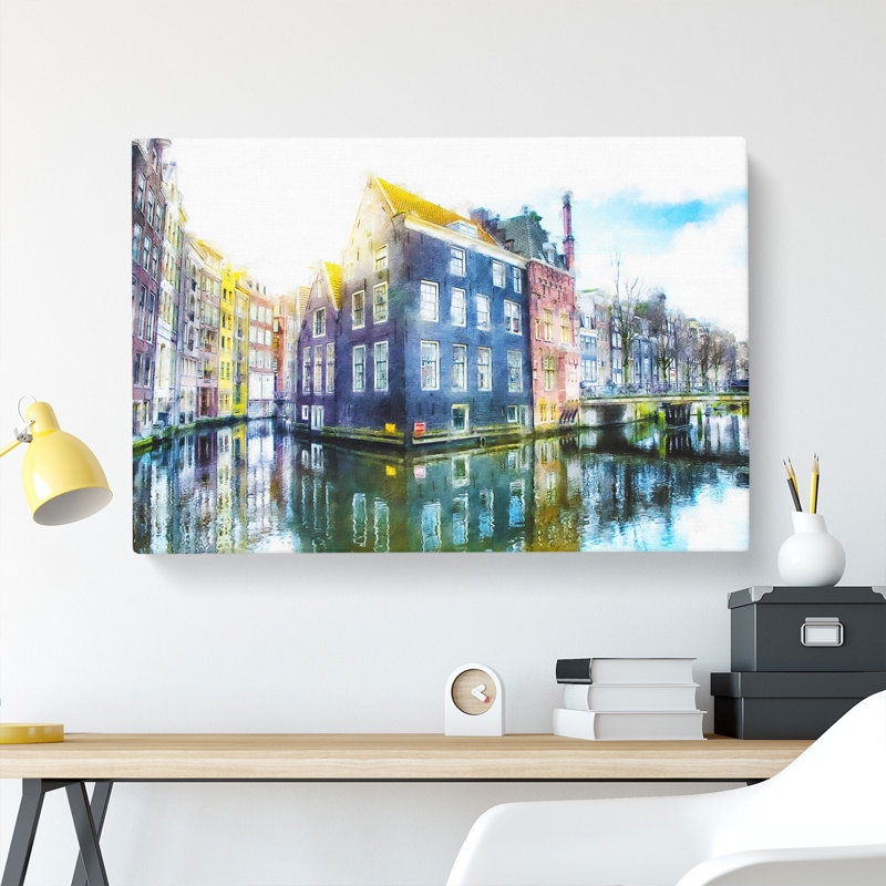 Reflections Of Amsterdam - Wrapped Canvas Print, 60cm H x 91cm W x 3cm D