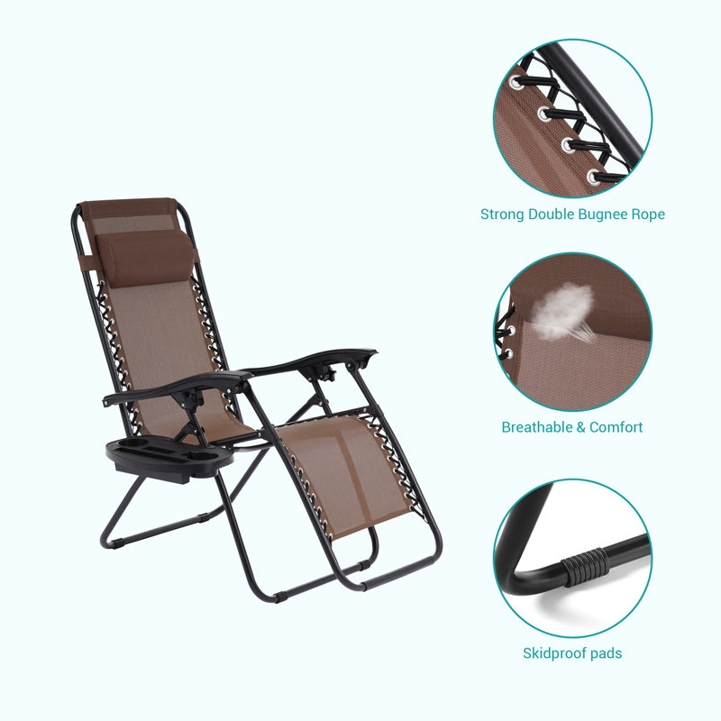 Cynar Folding Zero Gravity Chair(Set of 2), Brown