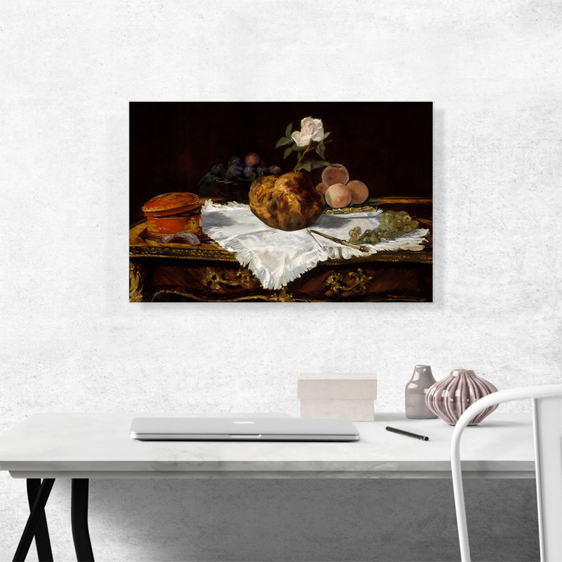 «The Brioche 1870» par Edward Manet, reproduction d'art sur toile tendue, H 18 po x l 26 po x P 1,5 po