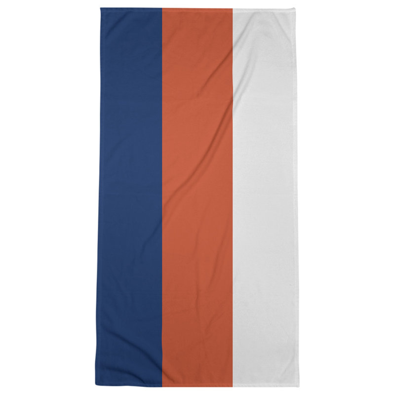 Edmonton Lightweight Beach Towel, Orange/Navy Blue/White, Poly/Cotton