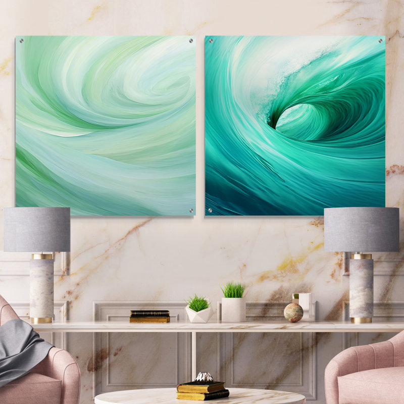 Prunty - Ensemble de 2 peintures murales abstraites en acrylique, H 36 po x l 73 po