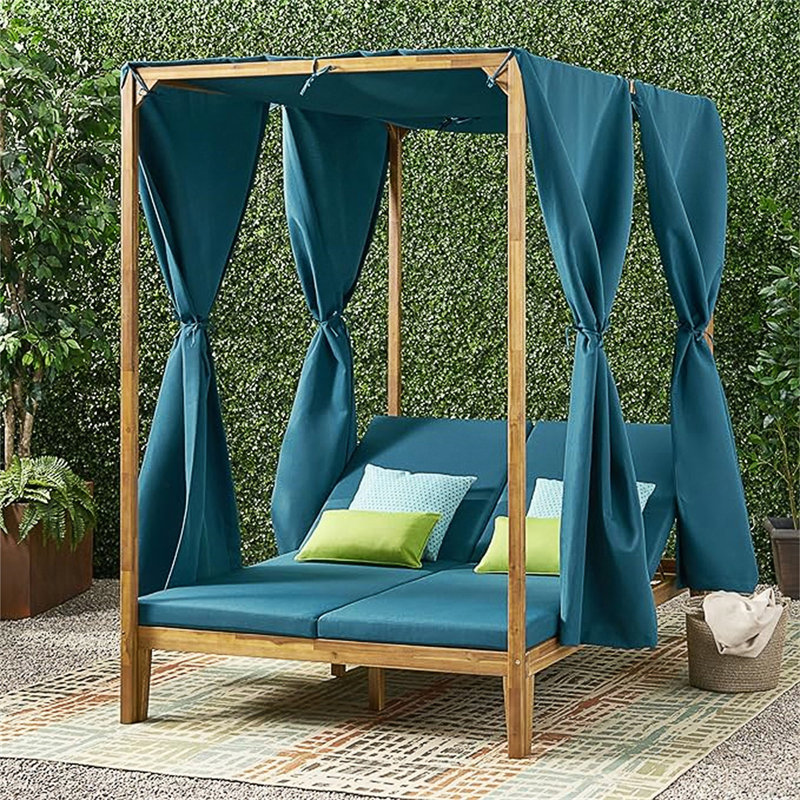 Lit de jour d'extérieur en bois d'acacia Nordwyn Modern Nordwyn Coastal, Bleu