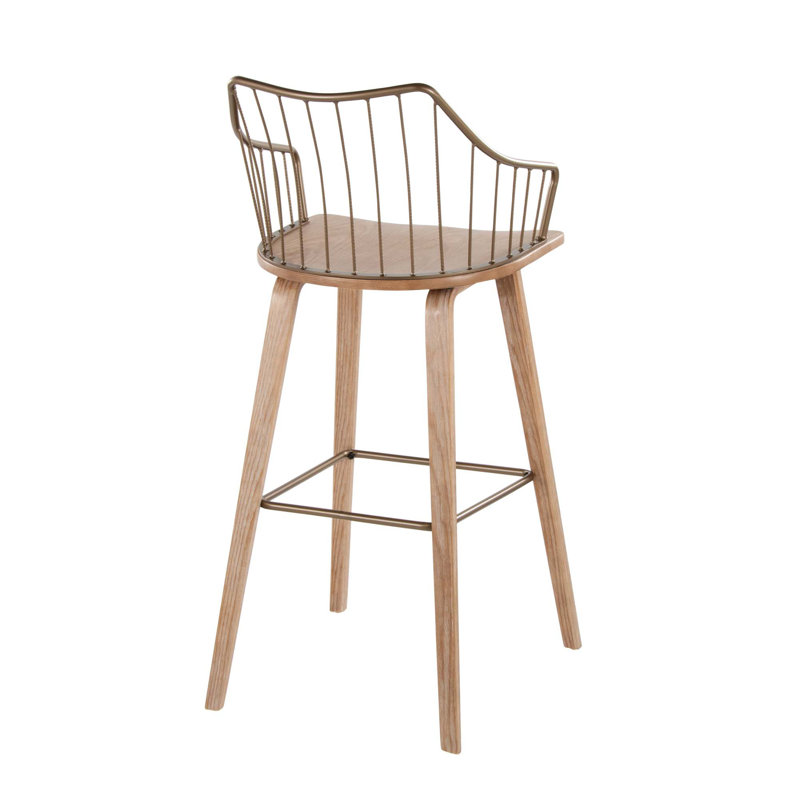 Tabouret de bar Farmhouse avec repose-pieds intégré et dossier à broche