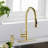 Stainless Steel Pull Down Kitchen Faucet with Soap Dispenser Brushed Gold-70762281