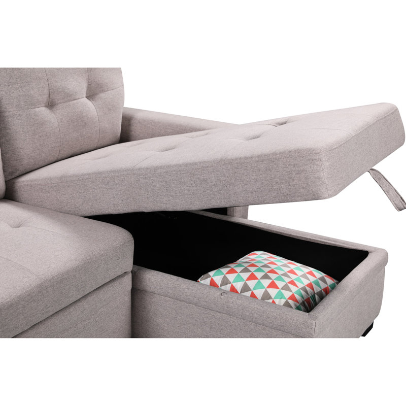 Reversible Sectional With Ports, Storage & 84" Width Sleeper, Ports 46" Wide Chaise