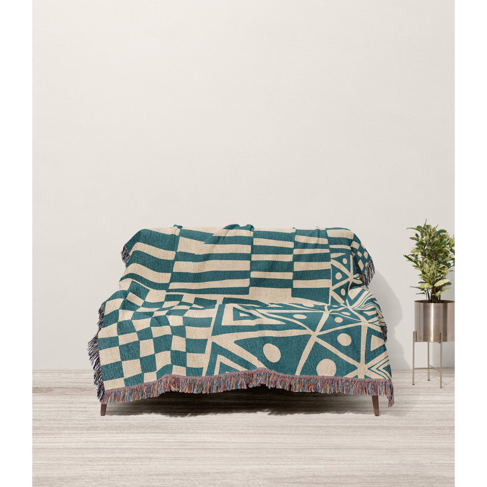 Cocodili Cotton Hand Woven Throw Blanket, 50" x 60" – Throw, Beige