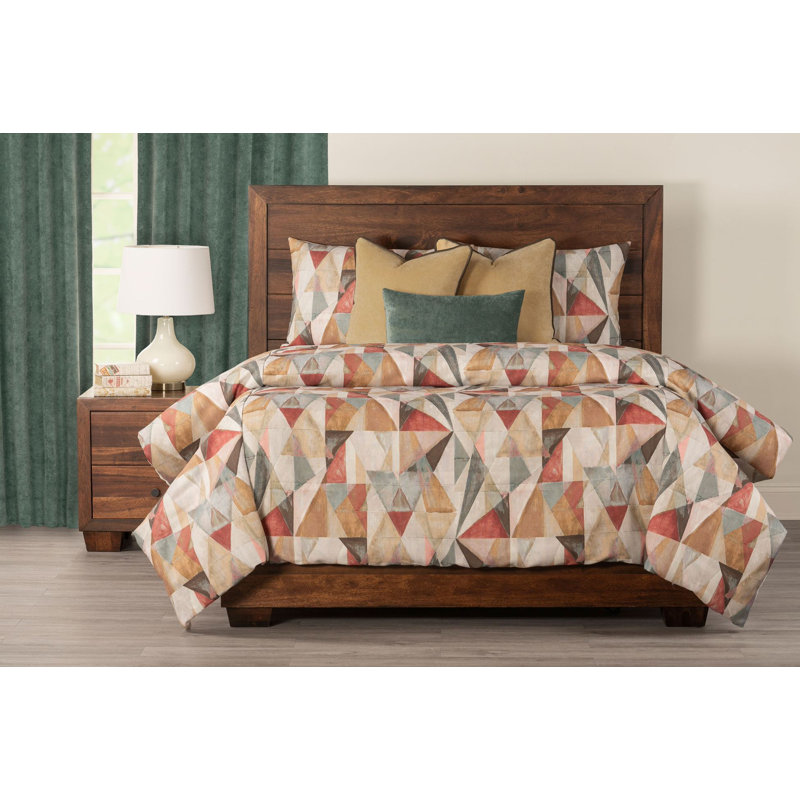 Polyester Baffle Box Stitch Geometric Shapes Duvet Cover & Insert, California King Duvet Cover + 2 King Shams