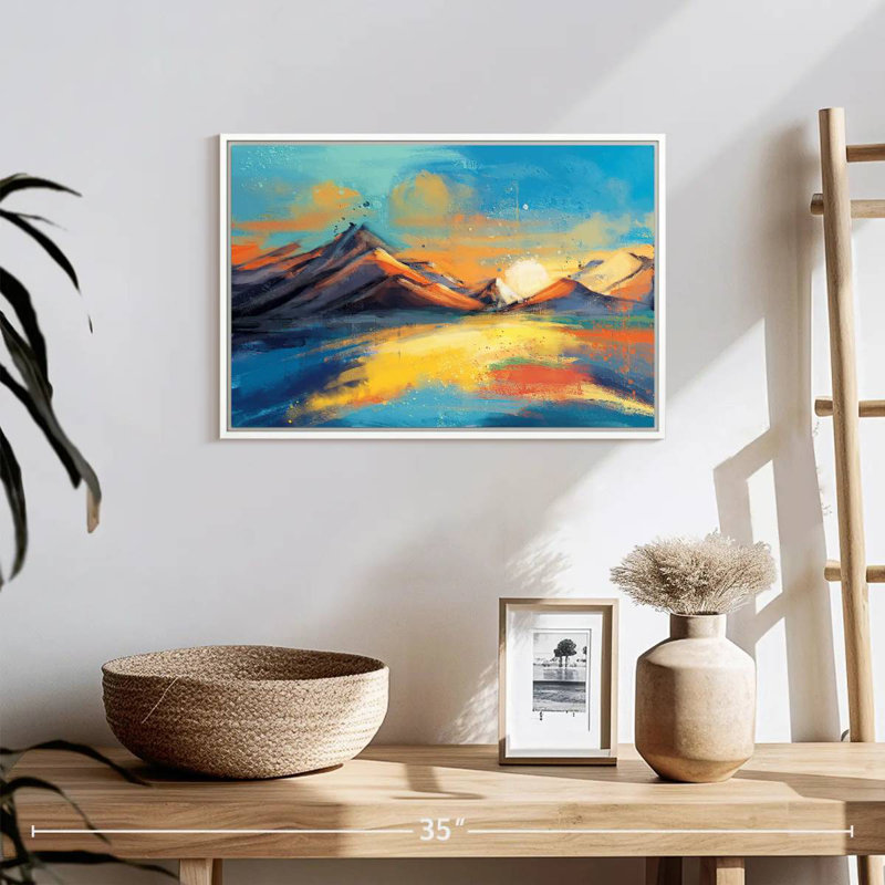 Coucher de soleil, paysage de Quenby, Cadre flottant blanc, 19 po x 13 po